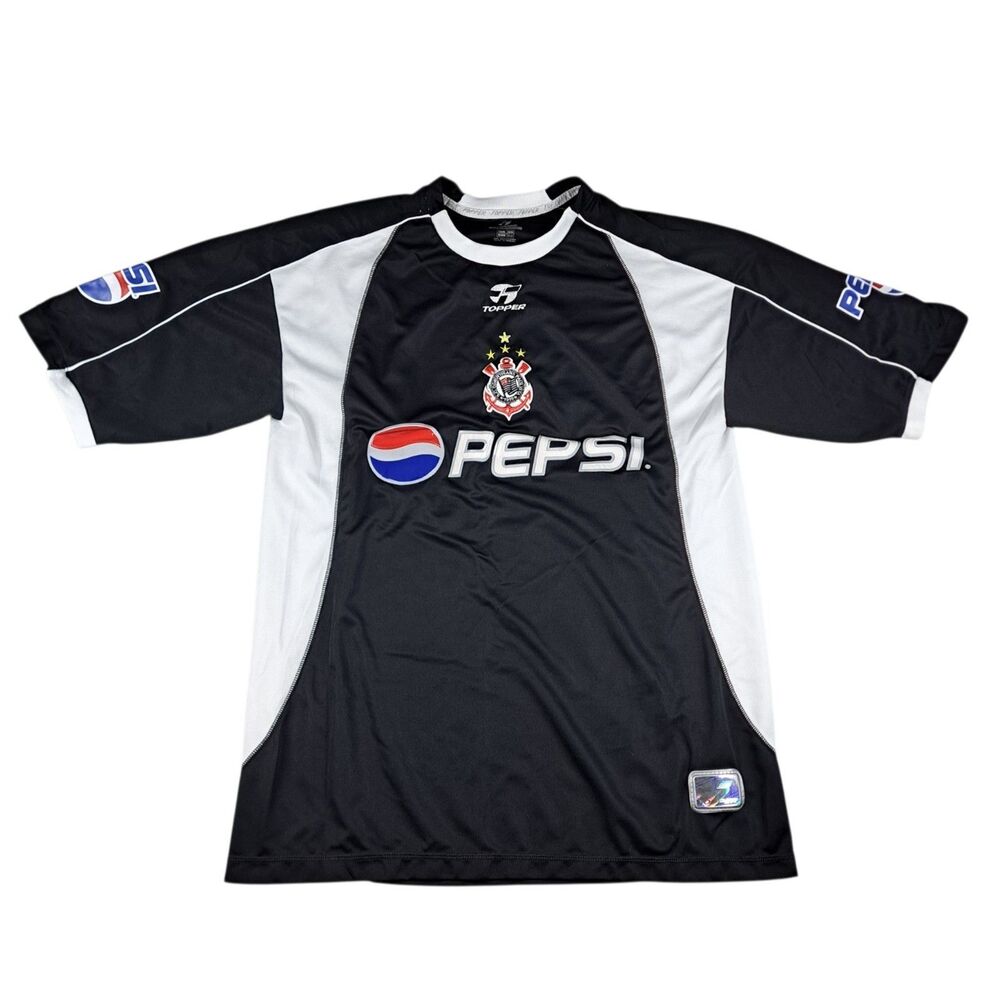 Vtg Topper Corinthians Team Soccer Jersey Mens XL Brazil #11 Y2K Black